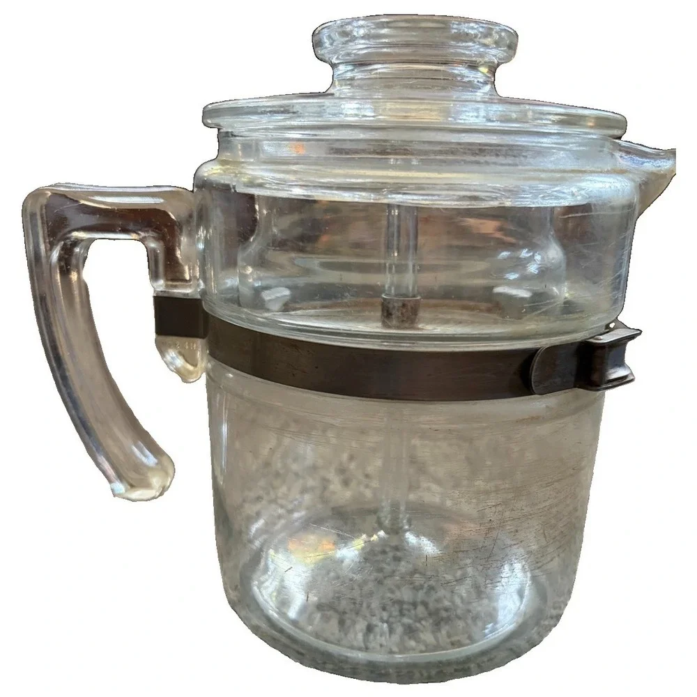 Vintage Pyrex Flameware 6 Cup Glass Percolator Coffee Pot Complete 7756-B USA